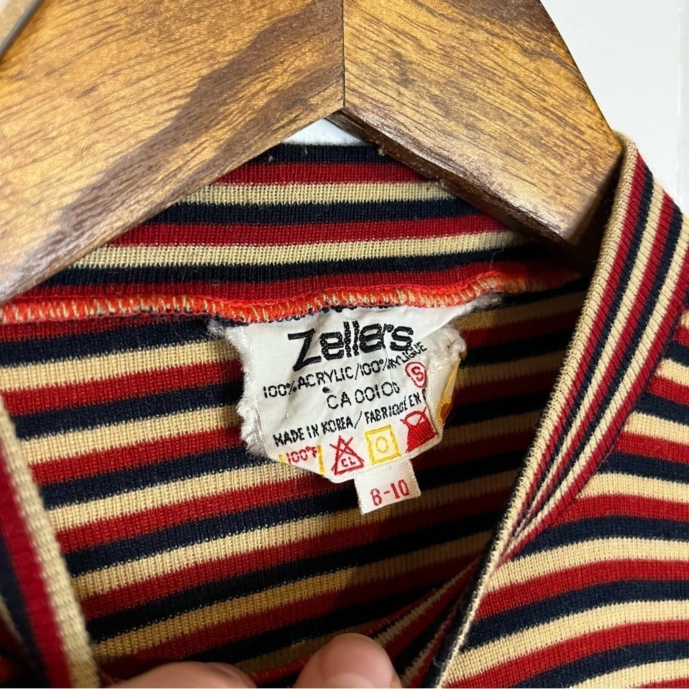 Vintage Zellers Striped Long Sleeve Top. Size 8-10. - Picture 2 of 6